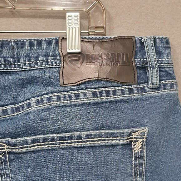 Rock & Roll Men's Pistol Stackable Denim Blue Jeans Size 38x32 Actual 38x30 - Picture 7 of 9